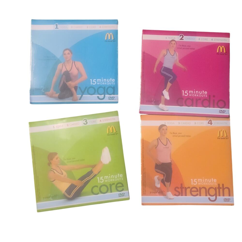 ✨ NEW ✨ Set Of 4 McDonald’s 15 Minute Workout DVDs 1-4 Yourself Fitness 2006